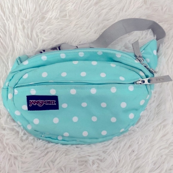 Jansport turquoise and polka dot Fanny pack - Picture 1 of 7